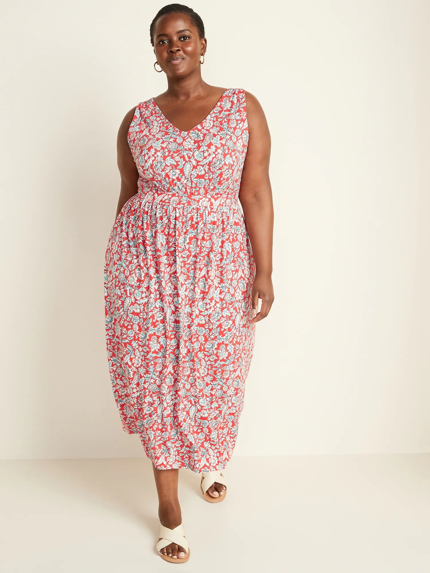 Sleeveless Plus-Size Waist-Defined Maxi Dress | Old Navy