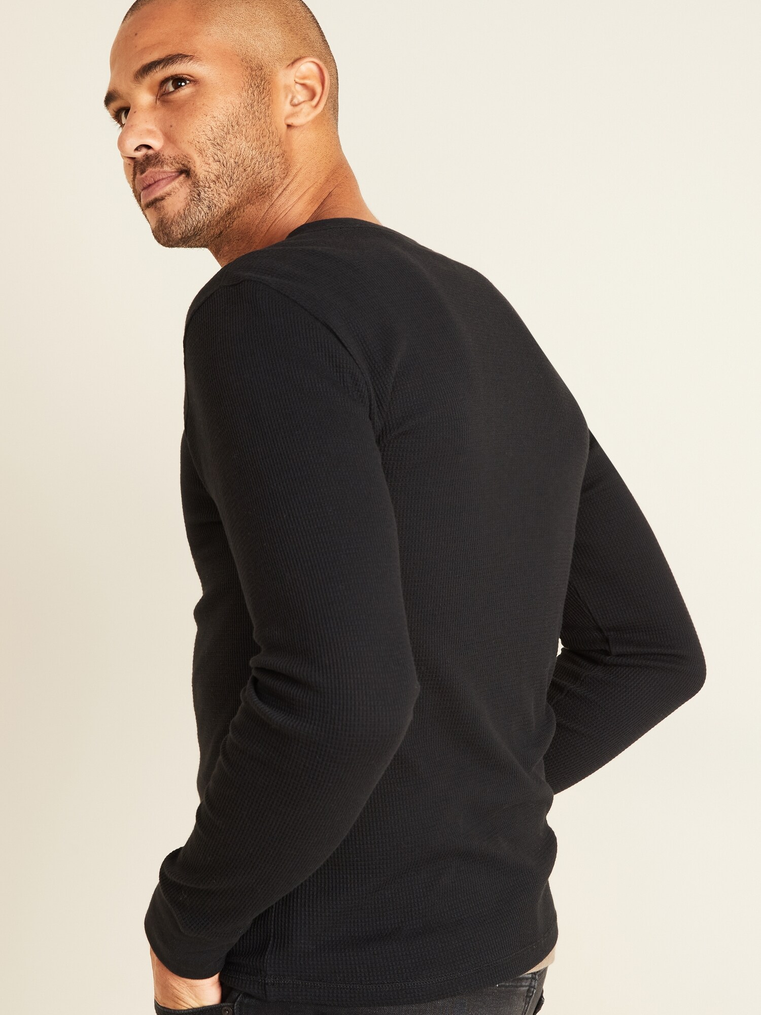 SoftWashed ThermalKnit LongSleeve Henley Tee for Men Old Navy