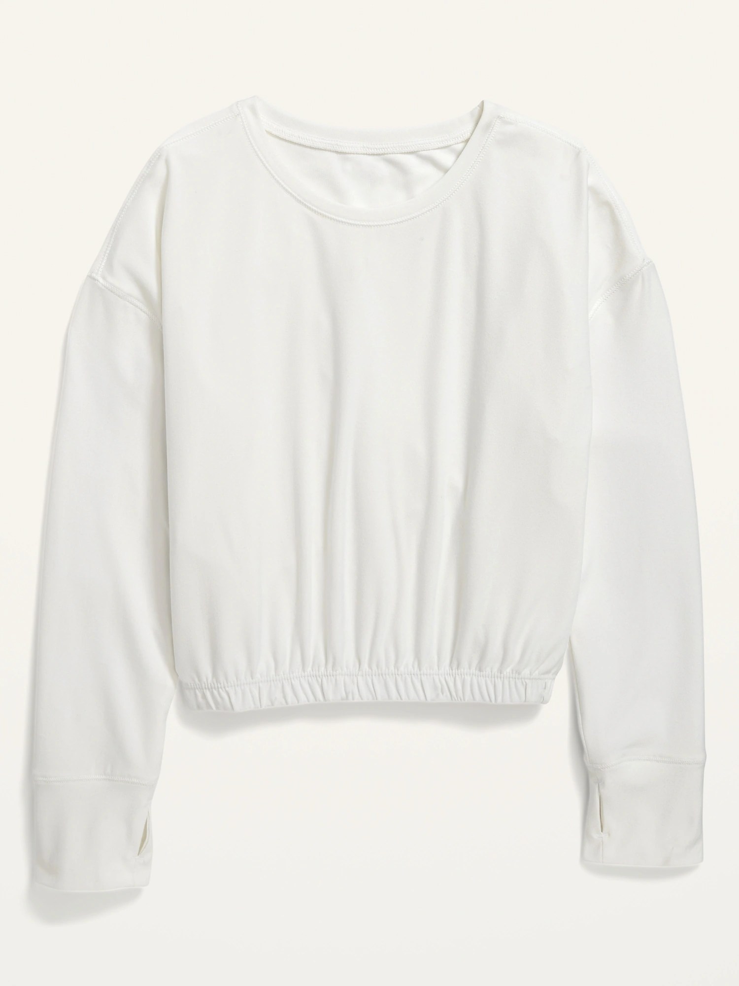 Breathe ON Cropped CinchedHem LongSleeve Top for Girls Old Navy