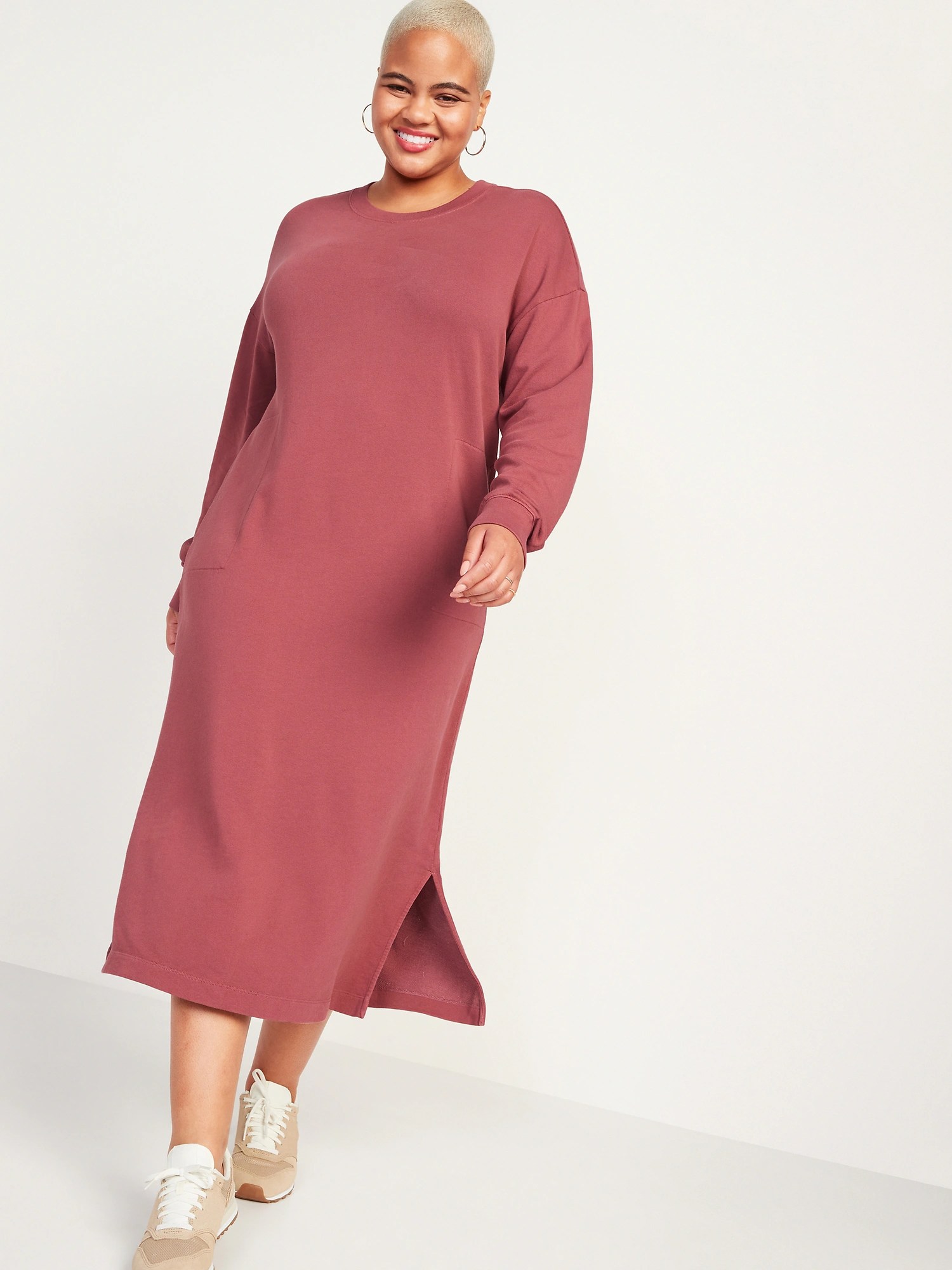 LongSleeve Midi Sweatshirt Shift Dress for Women Old Navy