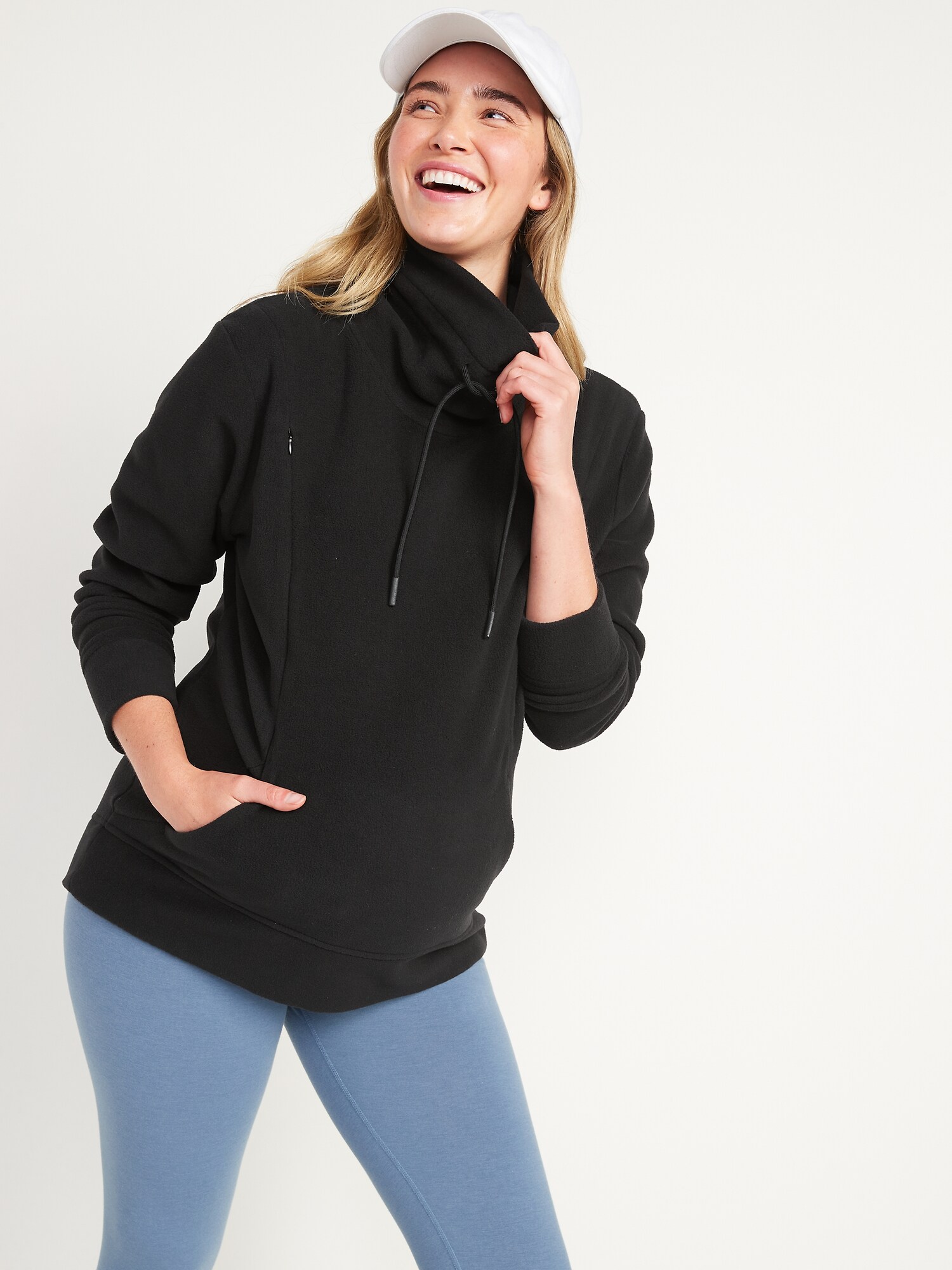 Maternity Microfleece FunnelNeck Tunic Sweatshirt Old Navy