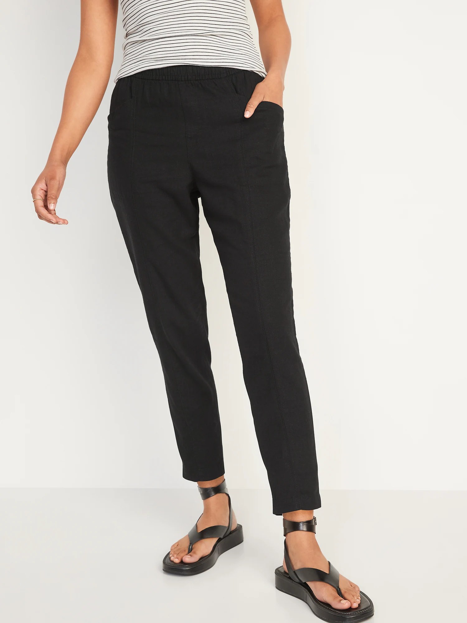 HighWaisted Cropped Linen Pants for Women Old Navy