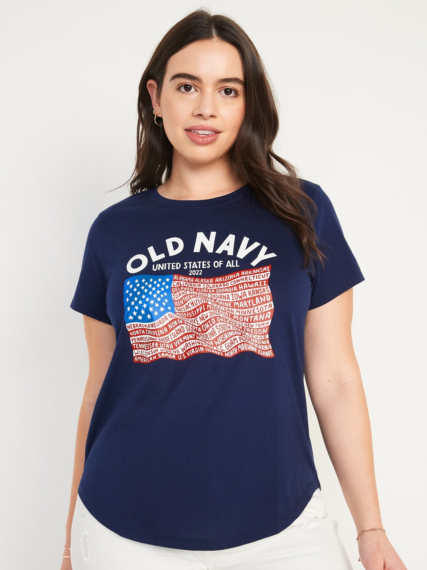 2022 "United States of All" Flag Graphic TShirt for Women Old Navy
