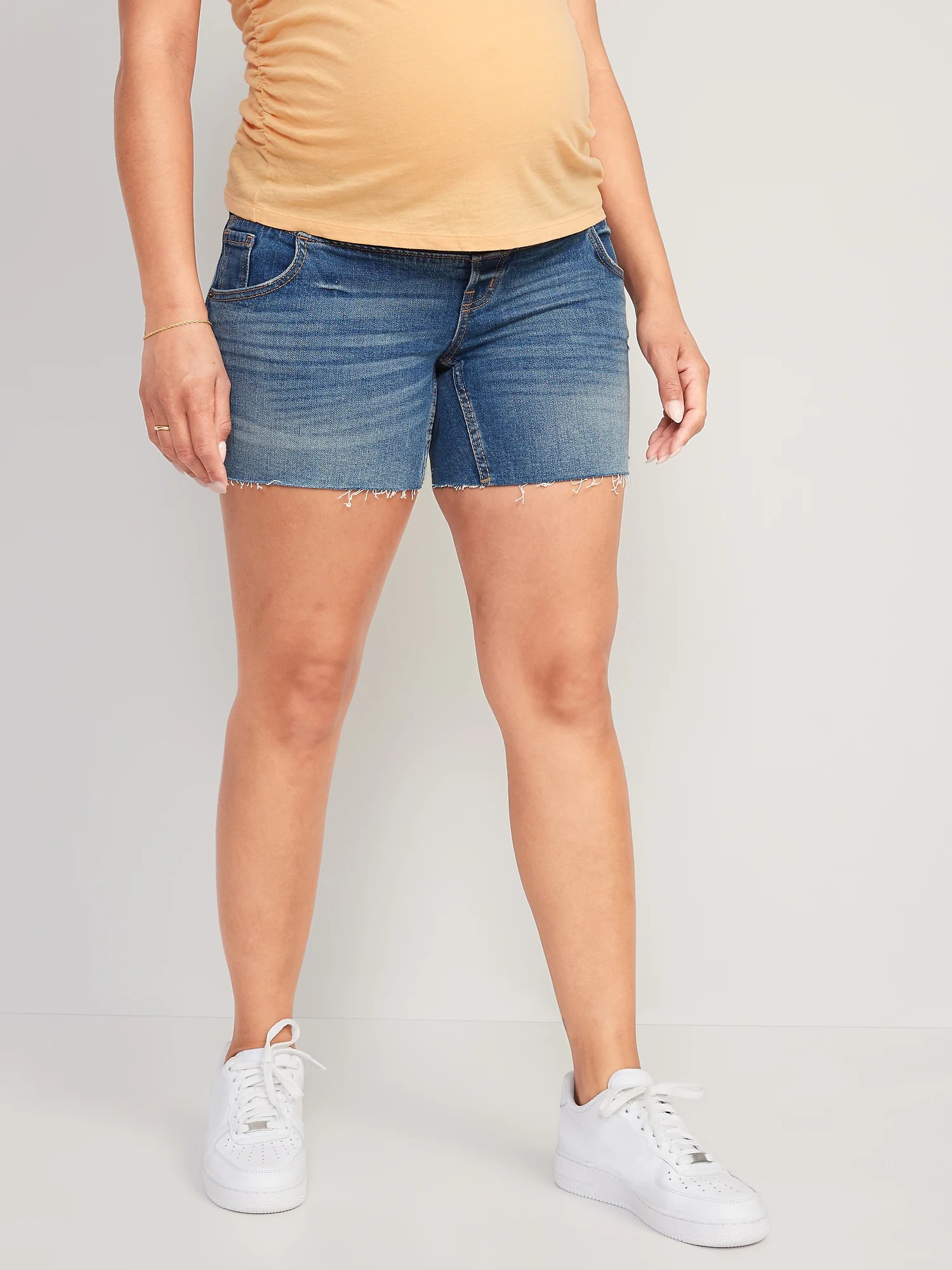 Maternity Front Low Panel O.G. Straight CutOff Jean Shorts 5inch