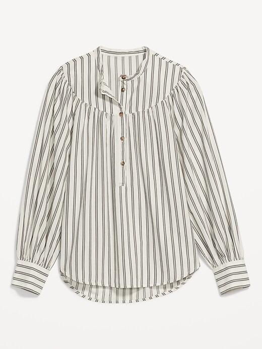 PuffSleeve Striped Henley Shirt for Women Old Navy
