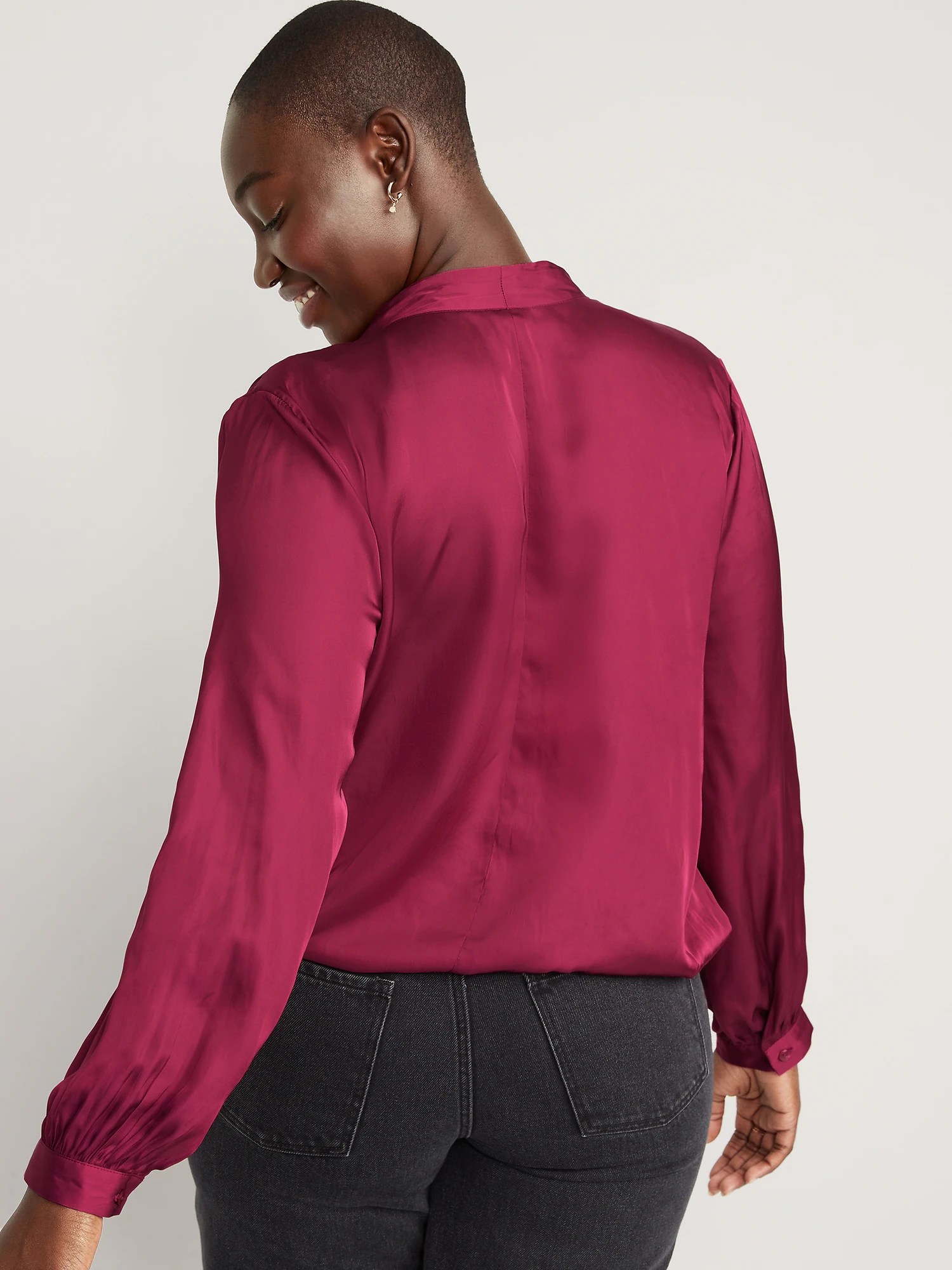 CrossFront Satin LongSleeve Blouse for Women Old Navy