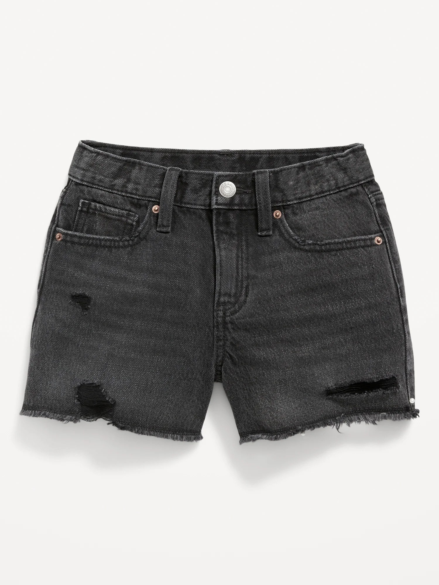 HighWaisted Ripped Black NonStretch Jean Shorts for Girls Old Navy