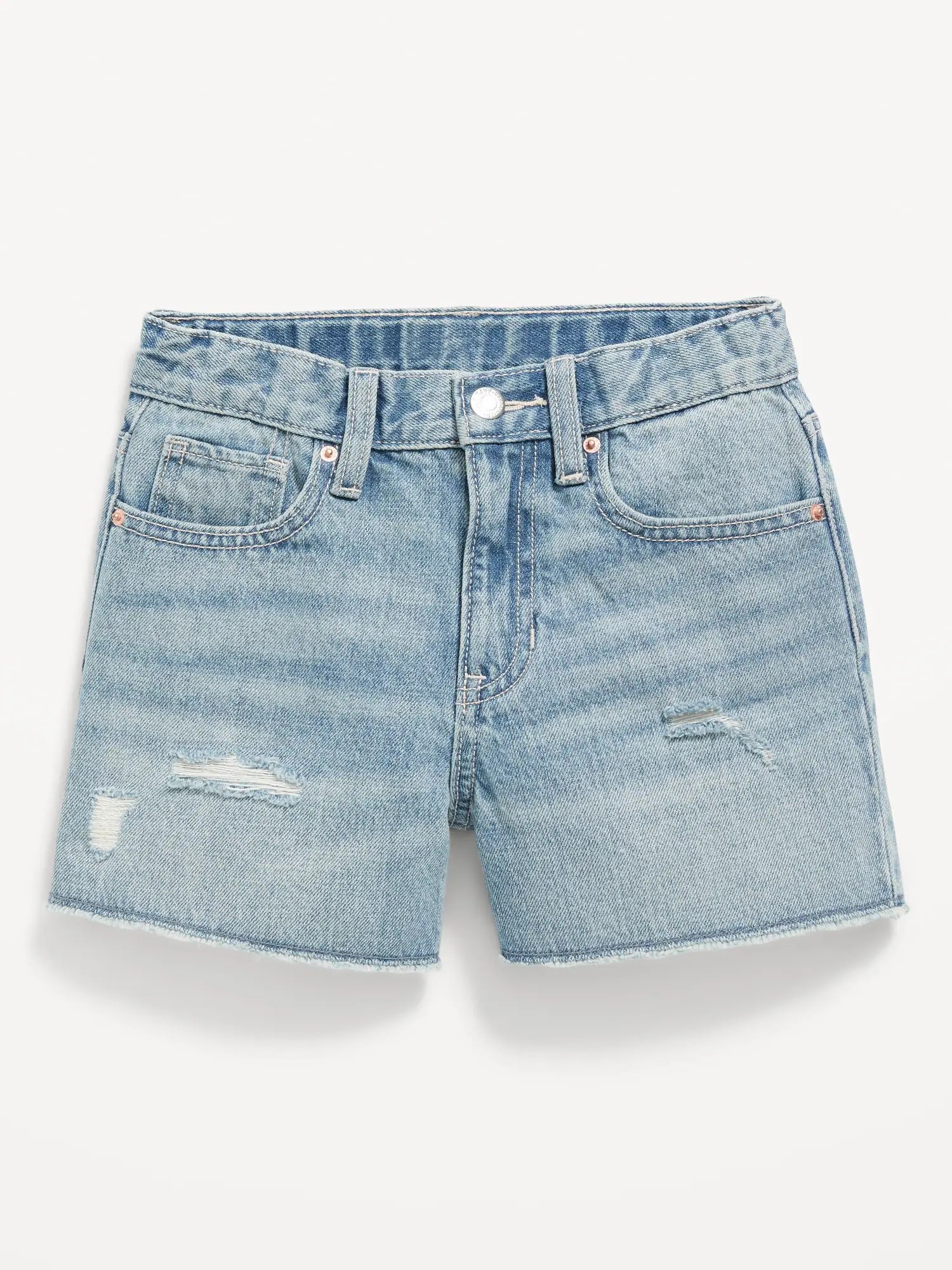 HighWaisted Ripped NonStretch CutOff Jean Shorts for Girls Old Navy