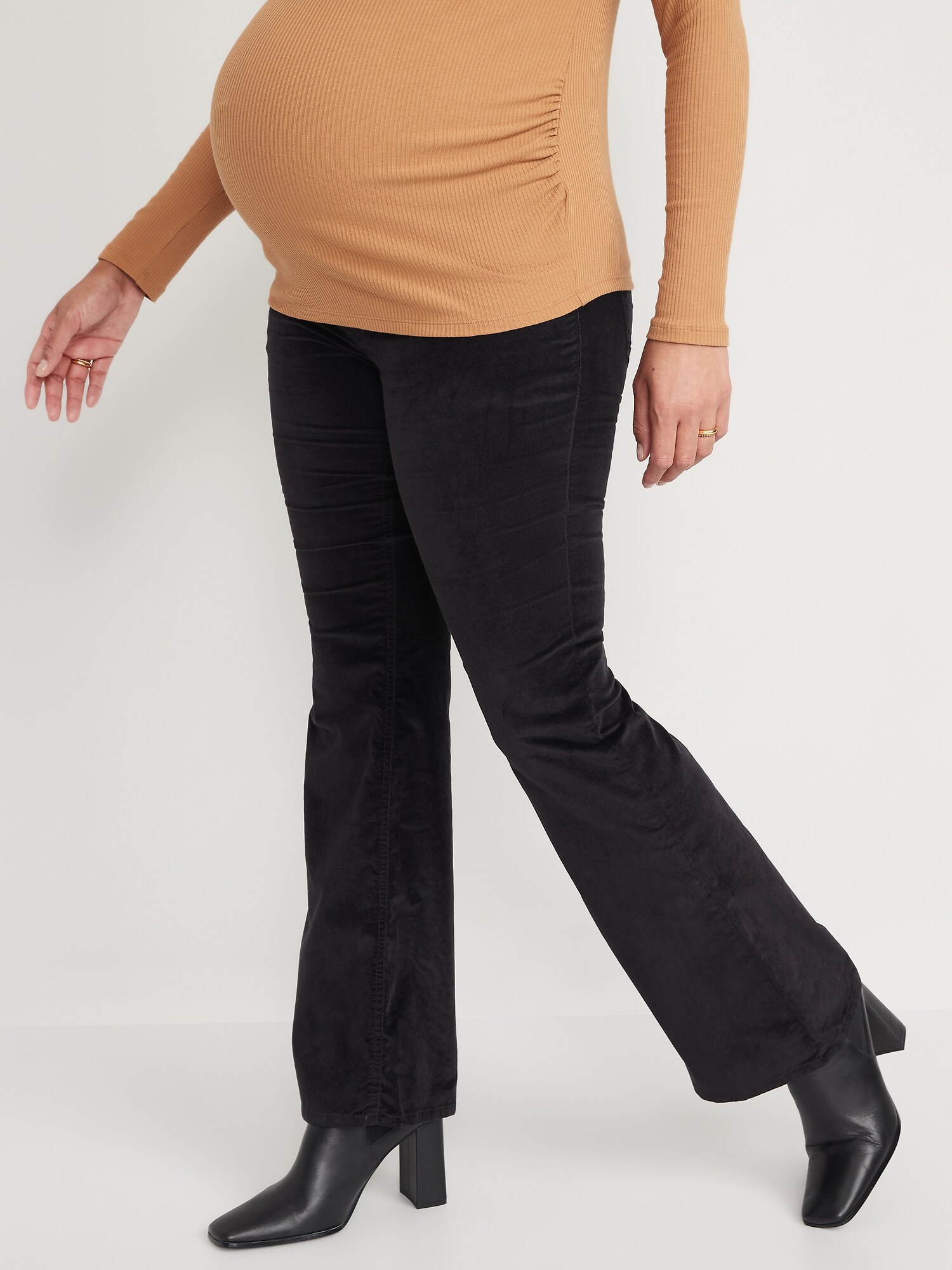 Maternity FullPanel Velvet Flare Pants Old Navy