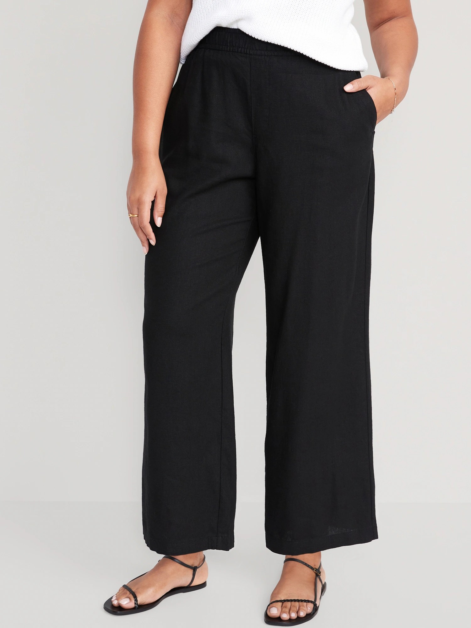 HighWaisted LinenBlend WideLeg Pants Old Navy
