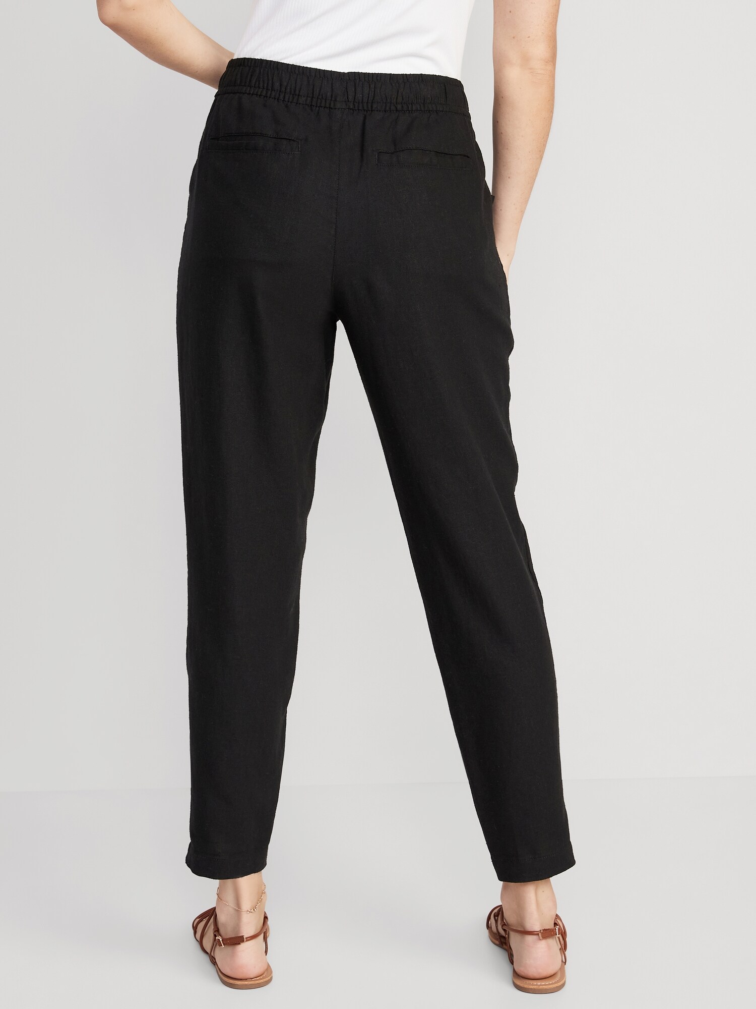 HighWaisted Cropped LinenBlend Tapered Pants Old Navy