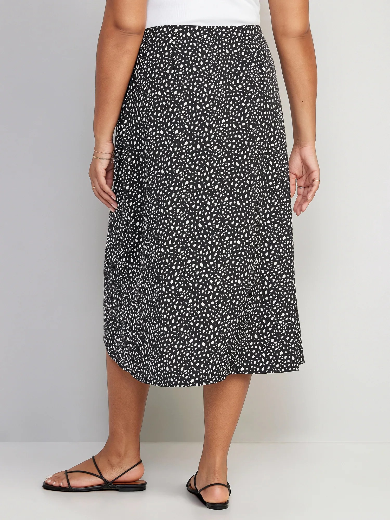 HighWaisted Printed Satin Midi ALine Wrap Skirt Old Navy