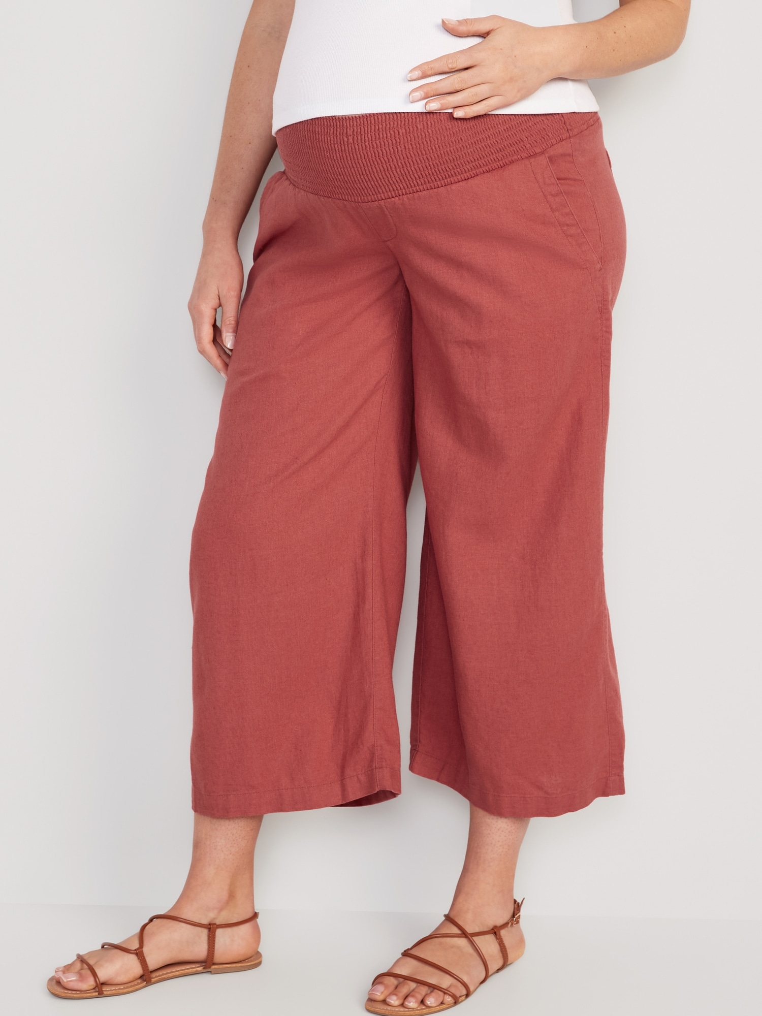 Maternity LinenBlend WideLeg Pants Old Navy