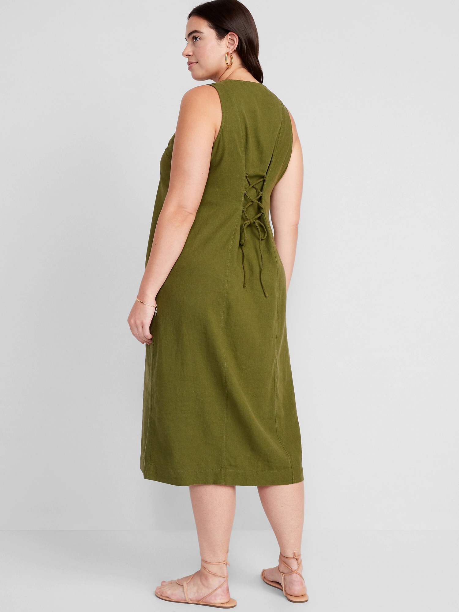 Sleeveless ButtonFront LinenBlend Maxi Shift Dress Old Navy