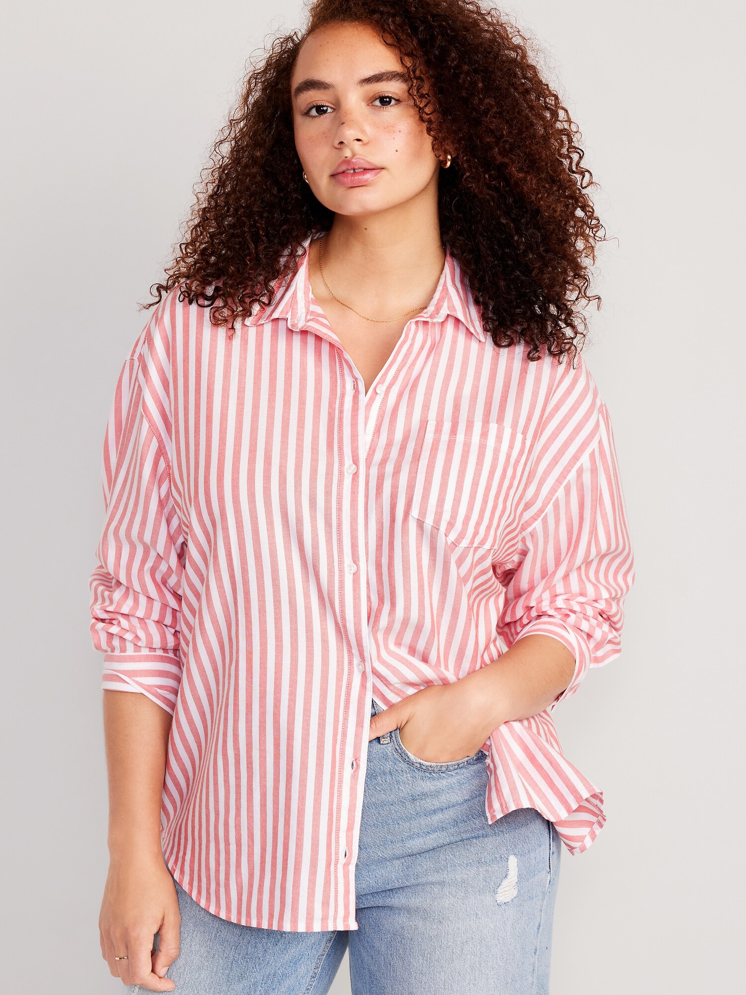 Striped Oxford Boyfriend Shirt Old Navy