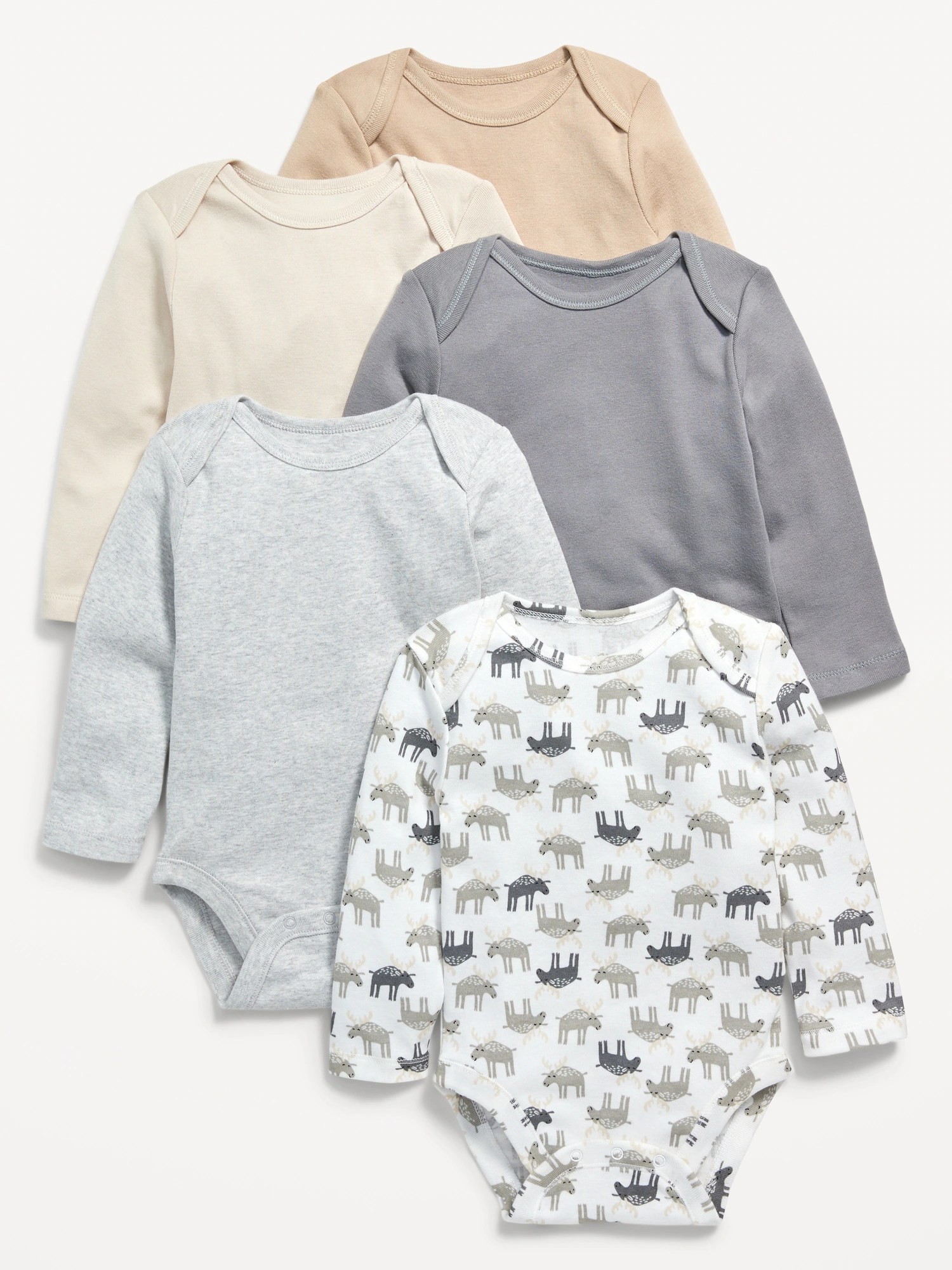 5Pack Unisex LongSleeve Bodysuit for Baby Old Navy