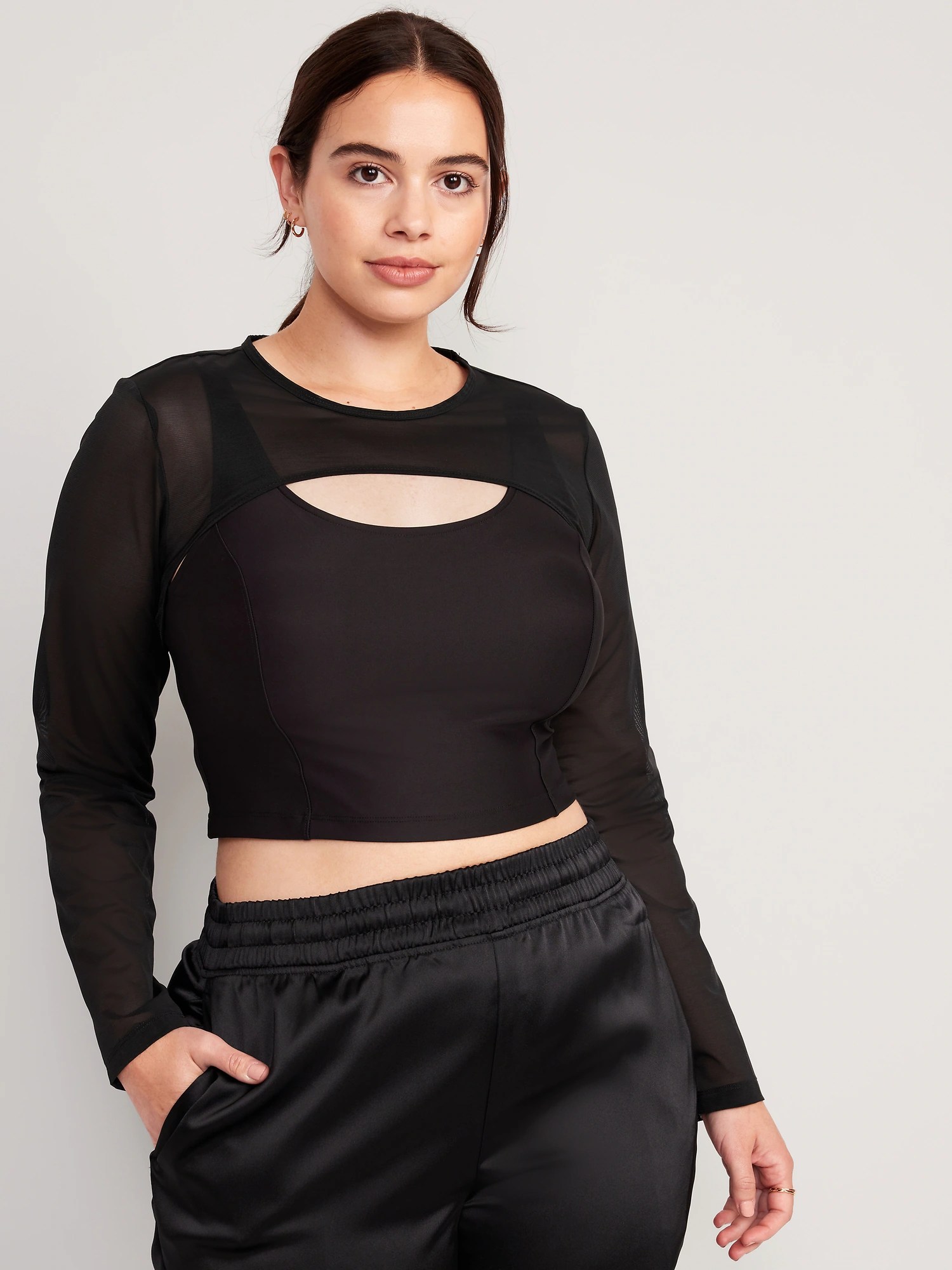 PowerSoft 2in1 MeshSleeve Crop Top Old Navy