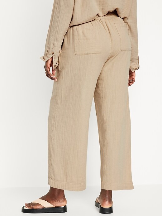 HighWaisted Crinkle Gauze PullOn Ankle Pants Old Navy