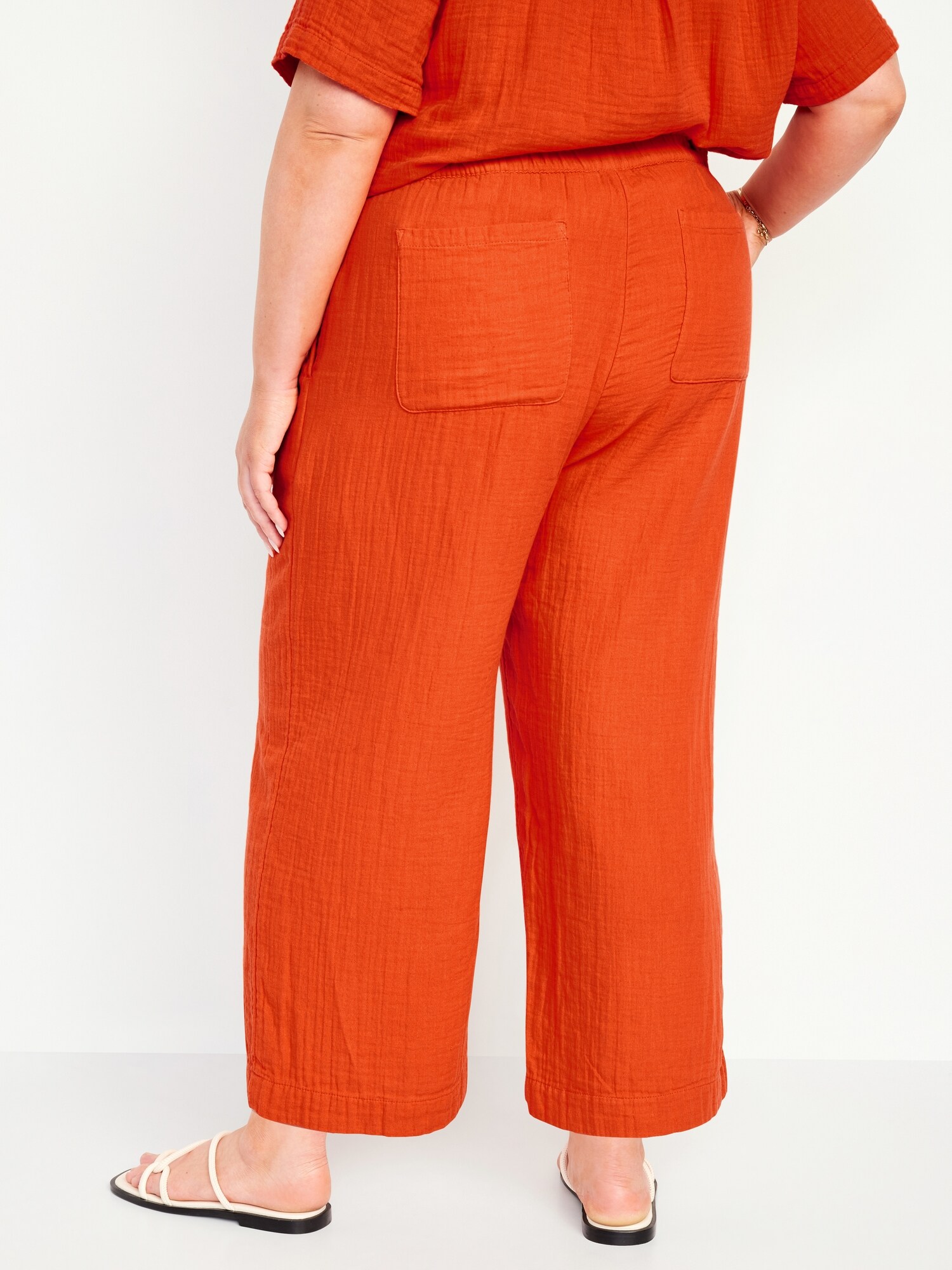 HighWaisted Crinkle Gauze PullOn Ankle Pants Old Navy