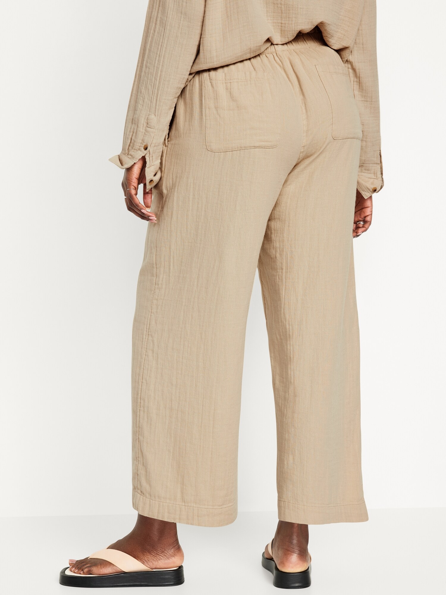 HighWaisted Crinkle Gauze PullOn Ankle Pants Old Navy