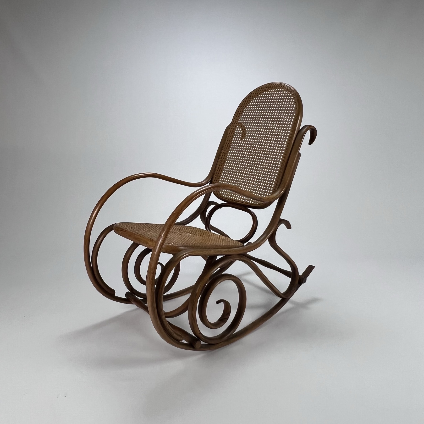 Mid Century Bentwood and Cane Rocking Chair, 1970s SOLD Old North