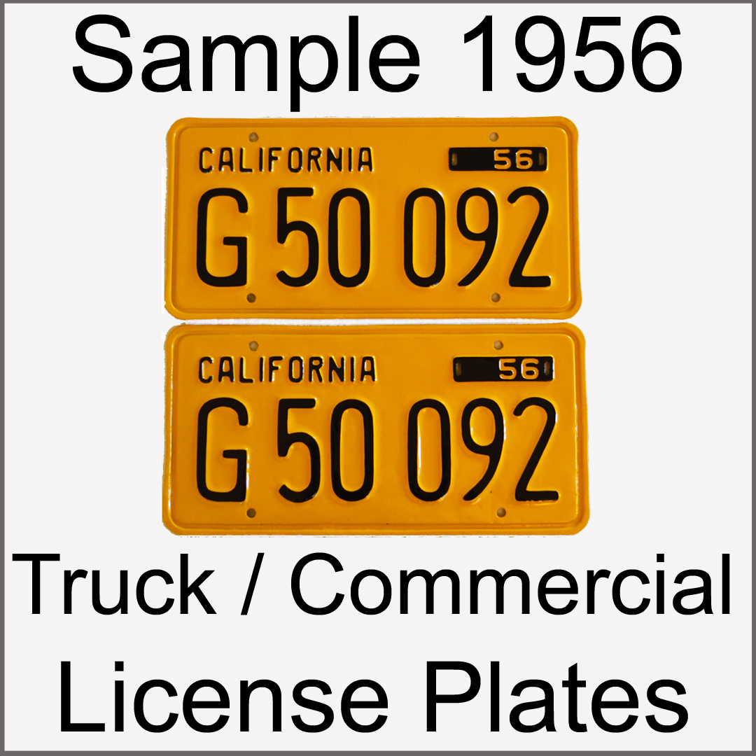 California YOM Info for 1956 1957 1958 1959 1960 1961 1962 California Vehicles and License Plates