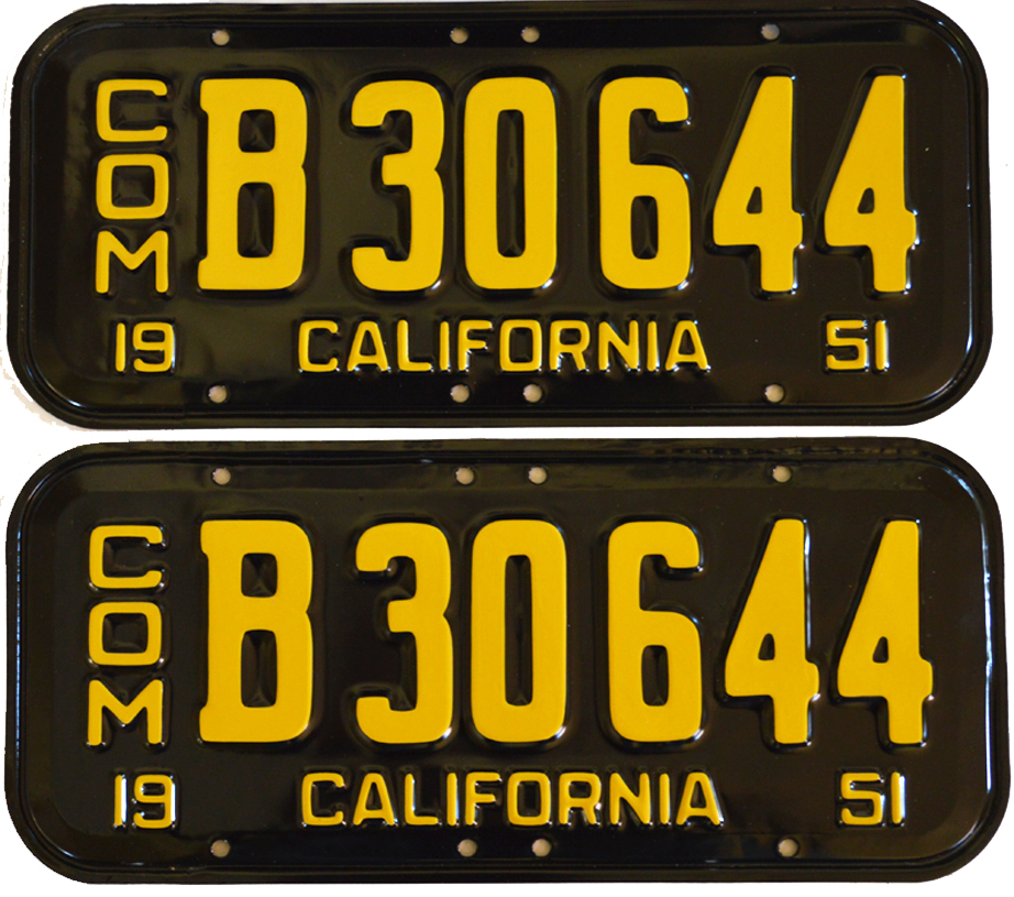 Example of 1947 and 1951 California Truck / Commercial Vehicle License