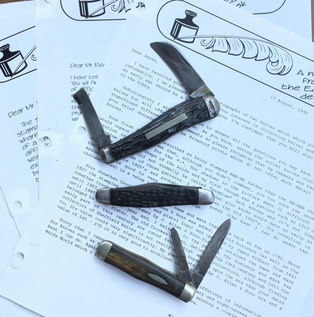 The letters Old Pocket Knives