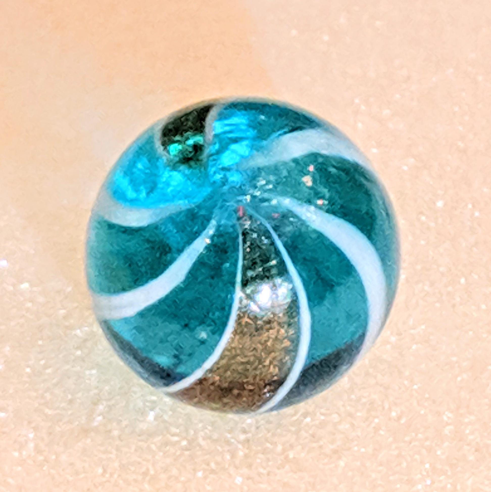 Brilliant Aqua Glass Lutz Old Rare Marbles