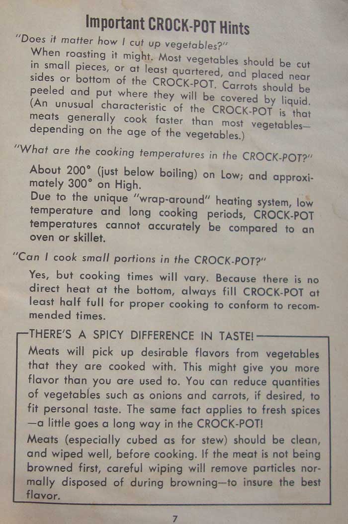 Old Rival Crockpot Recipes and Directions Manual