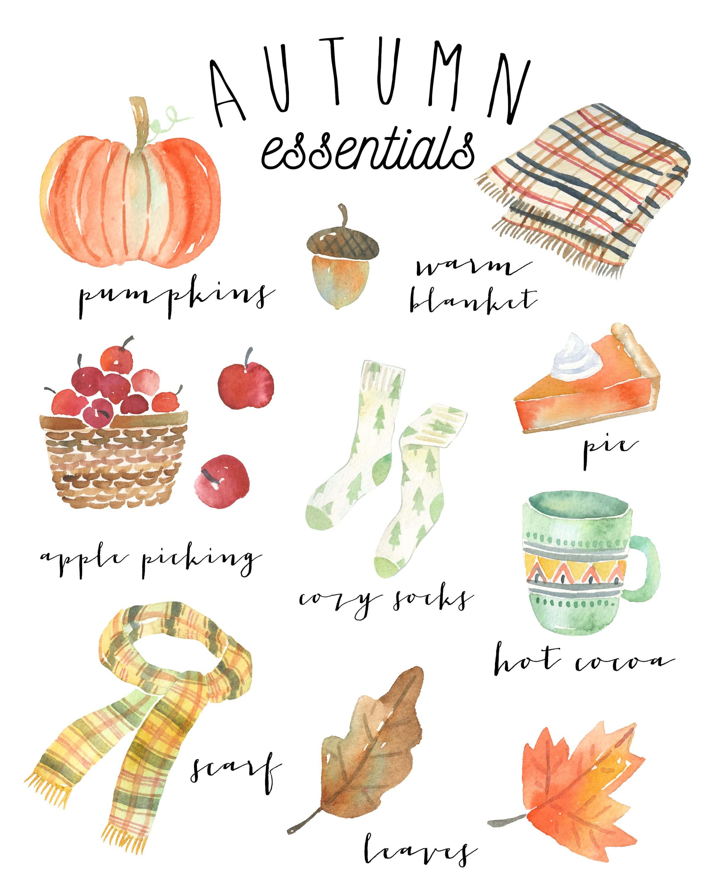 Watercolor Autumn Printable | Free Fall Printables | Old Salt Farm