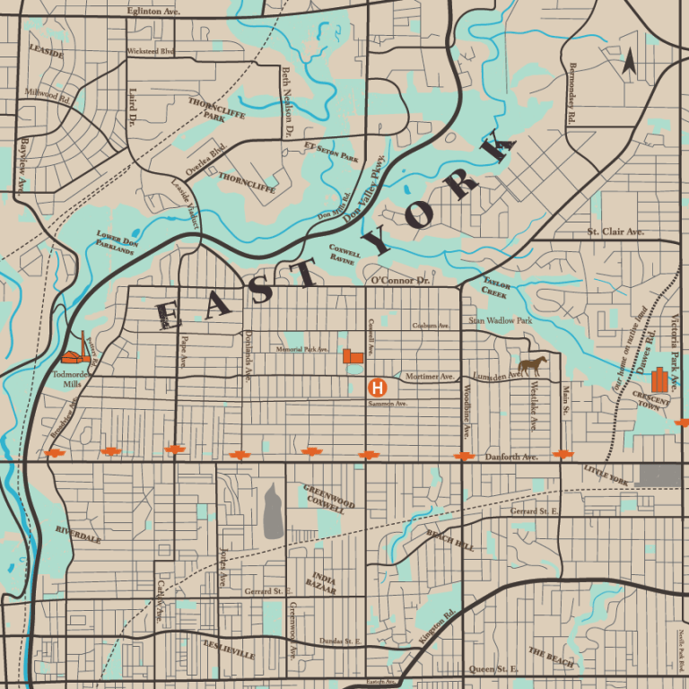East York map art print (12" x 12") Old's Cool General Store East