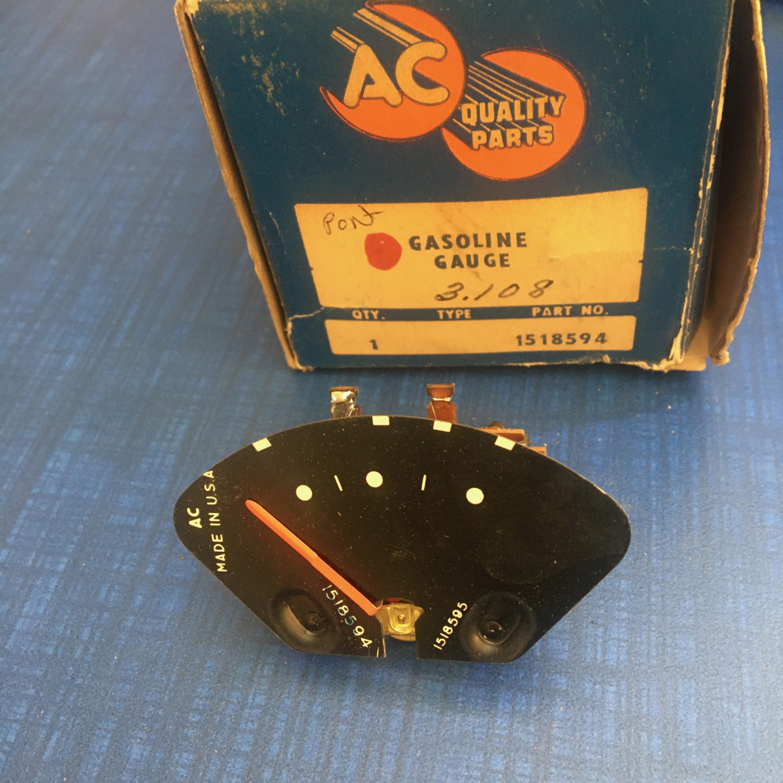 1957 Pontiac NOS Instrument Panel Fuel Gauge GM 1518594 Oldsmobile