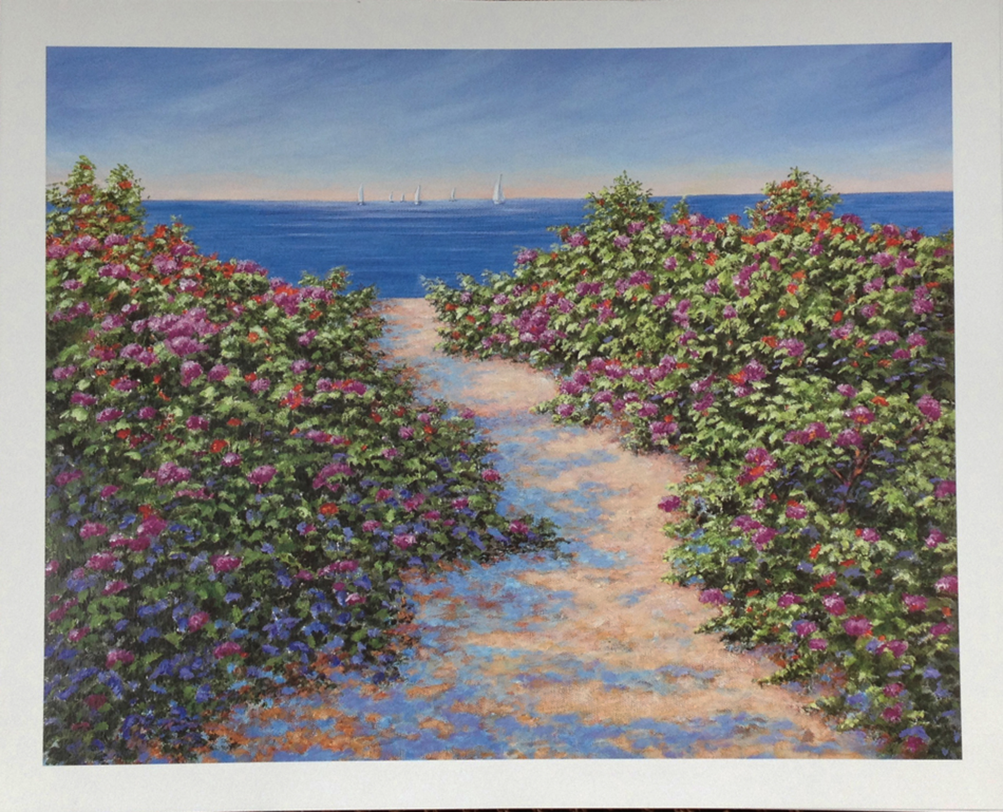 “Beach Rose Path” 15″ x 19″ Signed and Numbered Lithograph by JoAnn