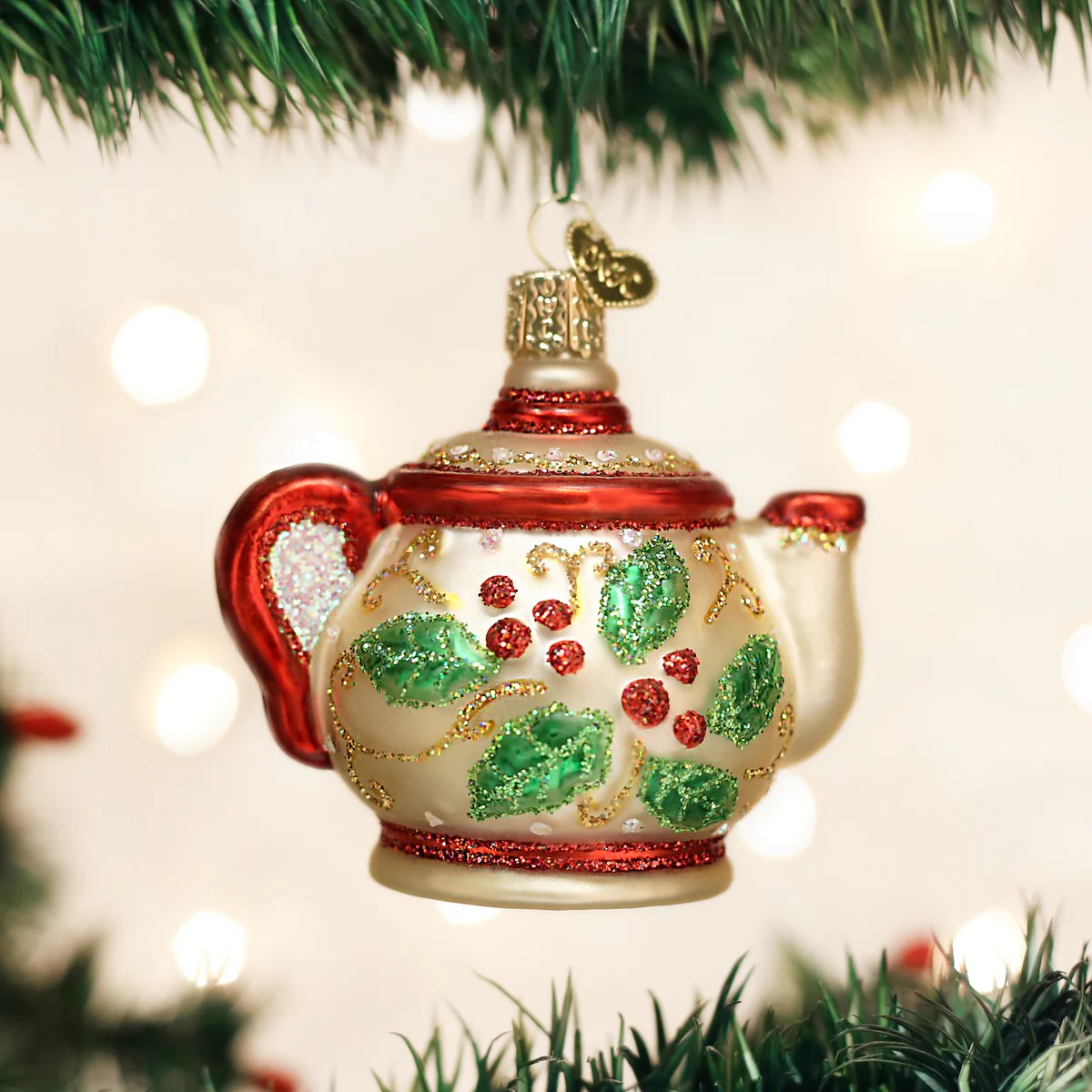 Holly Teapot Ornament Old World Christmas™