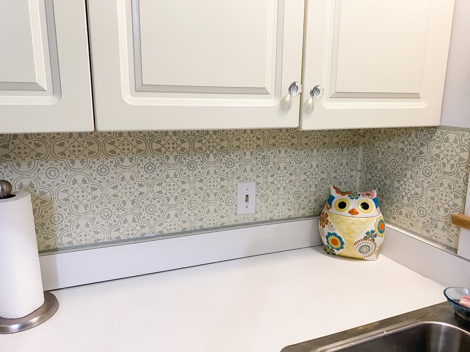 DIY Stenciled Backsplash Old Yankee Farmhouse