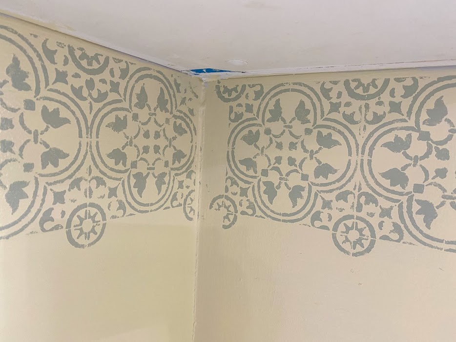 DIY Stenciled Backsplash Old Yankee Farmhouse