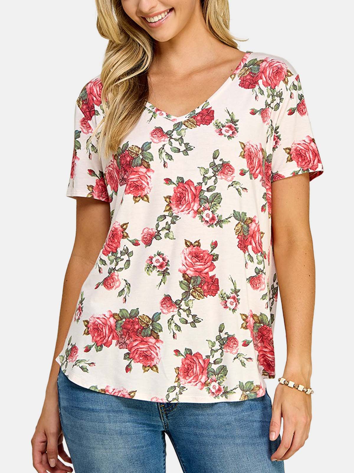 Floral Knit Top Oleana Collection Style