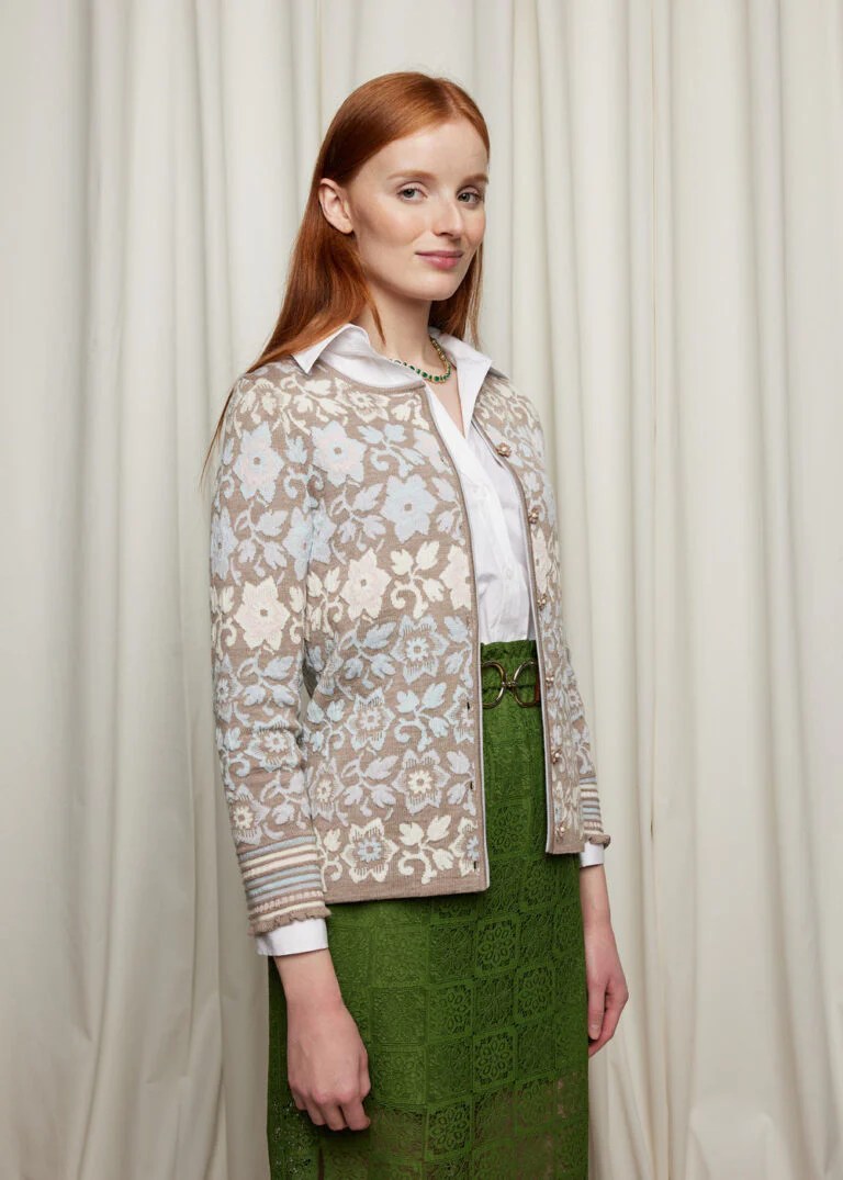 Oleana Flower and flounce Cardigan OLEANA NORDIC FASHION