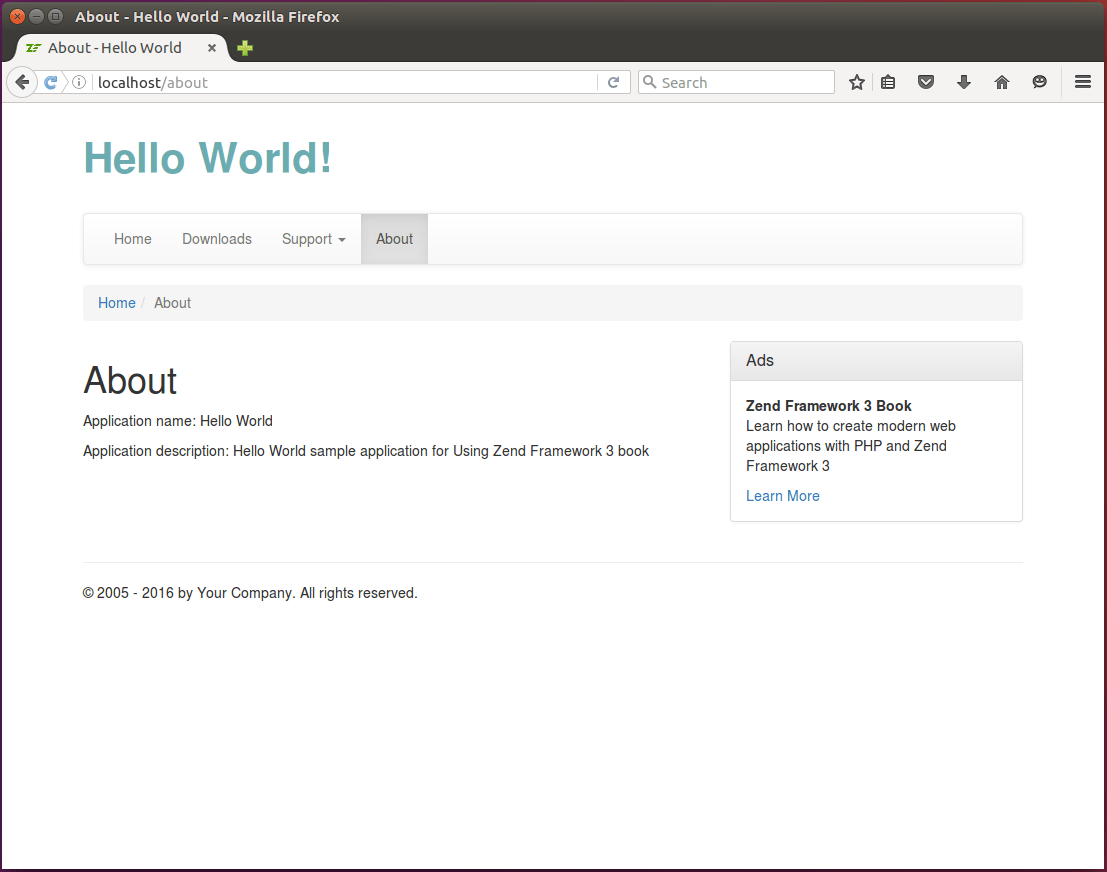 Placeholder View Helper Using Zend Framework 3