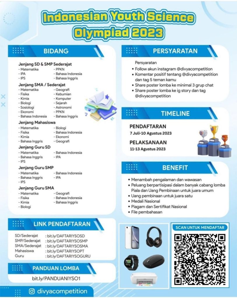 INDONESIAN YOUTH SCIENCE OLYMPIAD 2023 Olimpiade Update