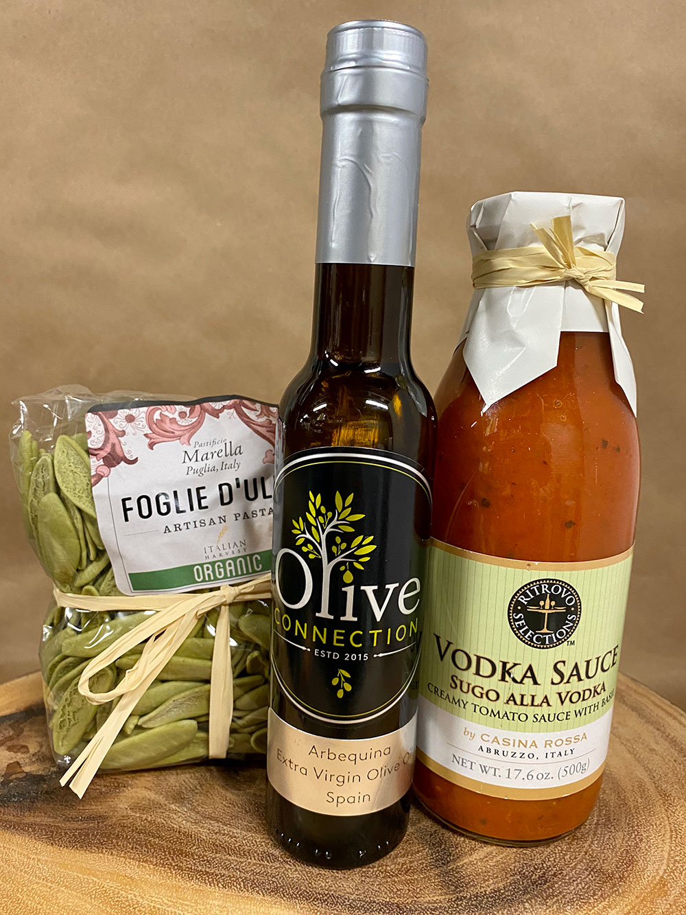 Evening MealPasta/Sauce/Olive Oil Olive Connection