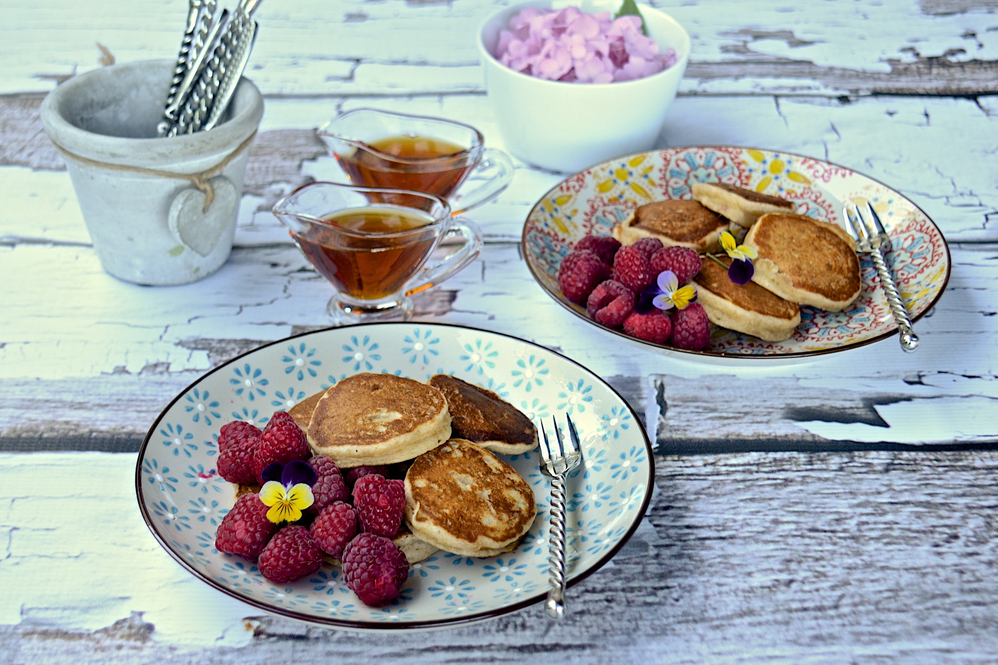 Fluffy Peanut Butter mini pancakes no dairy, no eggs Olive Oil and