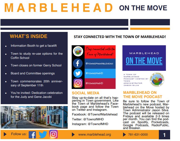 Marblehead on the Move October '21 Newsletter Oliver Reports