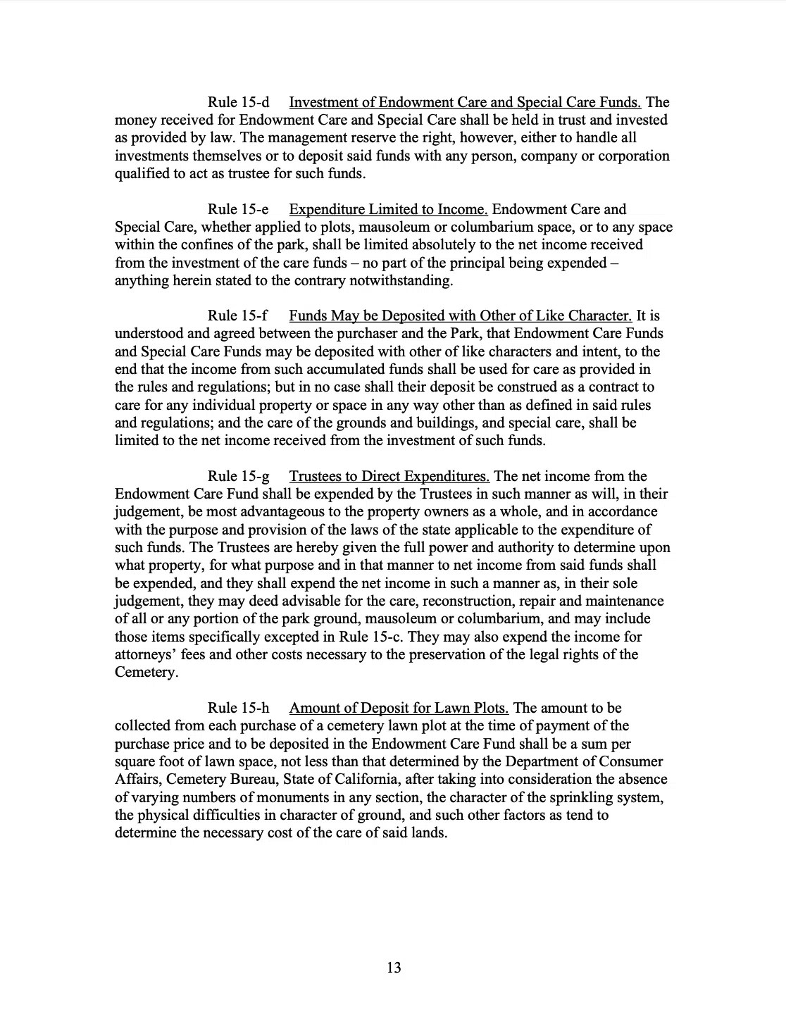 Olivewood Memorial Park Rules & Regulations Olivewood Cemetery