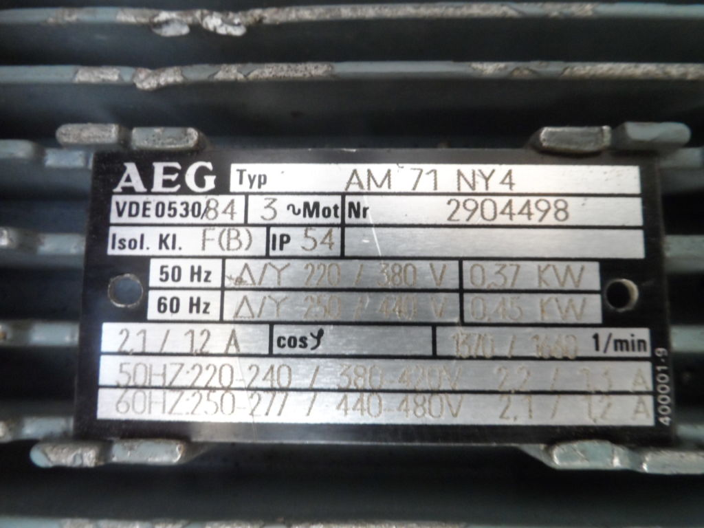 MOTOR ELÉCTRICO TRIFÁSICO AEG AM 71 NY4 Oller Stocks