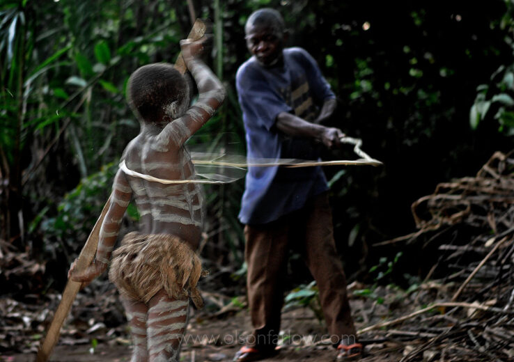 Pygmy Manhood Ritual Bantu Leader Whips Boy Ituri Forest, DR Congo