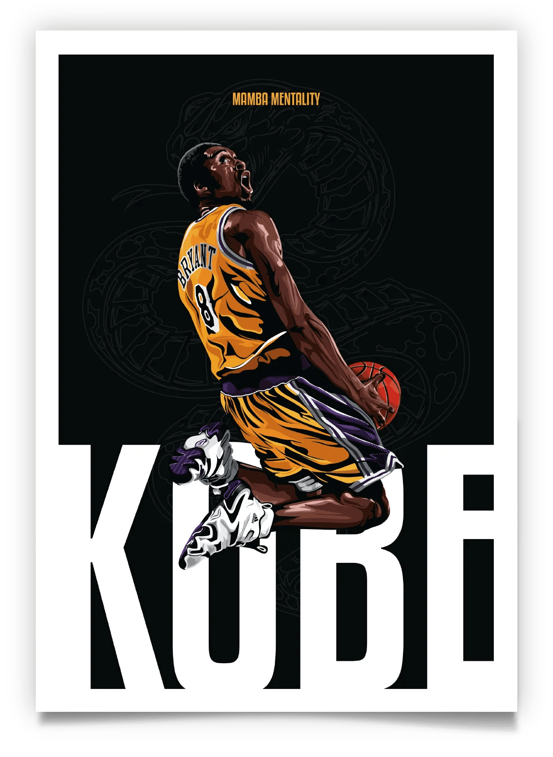 Kobe Bryant LA Lakers NBA Basketball Poster OMAC Design