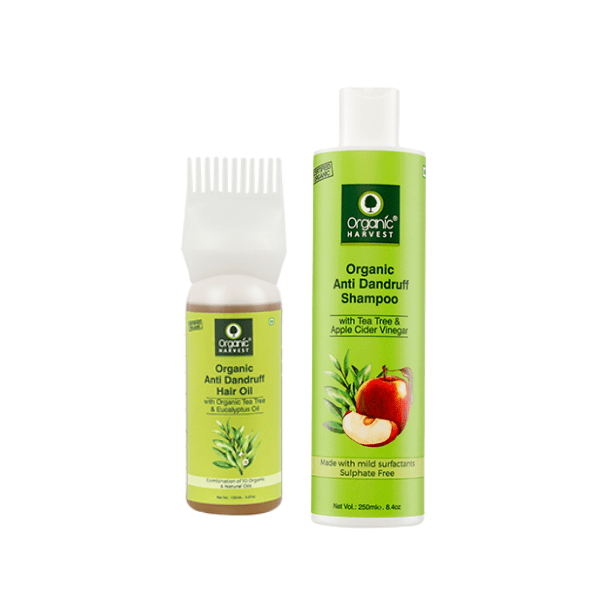 Combo Organic Anti Dandruff Hair Oil with Tea Tree Oil + Organic Anti Dandruff Shampoo with Tea