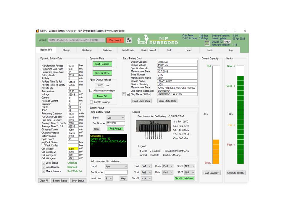 Professional Laptop Battery Analyzer and Repair NLBA1 Omatom Power